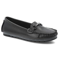 Czarne Mokasyny S.Barski Wygodne Obuwie Damskie. Czarne mokasyny S.BARSKI, bez wzorów, ze skóry. Za 152.99 zł.