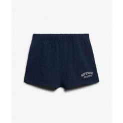 Szorty z motywem sportowym essentials dla kobiet Superdry. Niebieskie szorty Superdry, bez wzorów. W wyprzedaży za 135.70 zł.