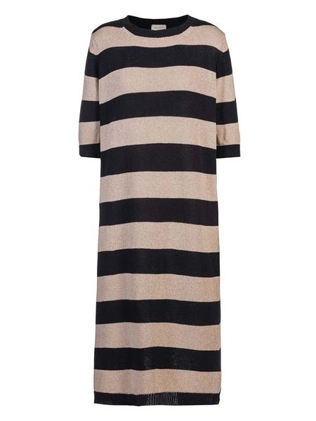 Herrlicher Sukienka dzianinowa "Yamila" w kolorze piaskowo-czarnym rozmiar: S. Czarne sukienki Herrlicher, na co dzień, s, bez wzorów, z dzianiny, bez kołnierzyka, bez ramiączek, maxi, proste. Za 162.87 zł.