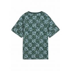 Damska luźna koszulka ESS GRAPHIC PUMA Green Moon. Zielone t-shirty sportowe Puma, s, bez wzorów, z gumy, bez ramiączek. Za 99.99 zł.