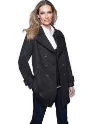 Heine Płaszcz przejściowy w kolorze czarnym rozmiar: 36. Czarne płaszcze Heine, bez wzorów, z wełny, bez kaptura. Za 152.62 zł.