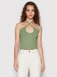 NA-KD Top Keyhole 1100-006071-5310-003 Zielony Slim Fit. Zielone topy NA-KD, l, bez wzorów, z bawełny, bez kołnierzyka, bez ramiączek. Za 79.99 zł.
