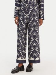 Weekend Max Mara Spodnie materiałowe Ottico 2615131011 Granatowy Wide Leg. Niebieskie spodnie materiałowe Weekend Max Mara, bez wzorów, z jedwabiu. Za 1,489.00 zł.