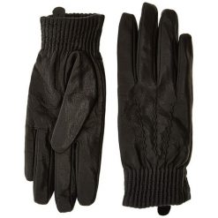 DAMSKIE RĘKAWICZKI LEE LEATHER GLOVES BLACK LD135901. Czarne rękawiczki Lee, bez wzorów, ze skóry, eleganckie. W wyprzedaży za 49.99 zł.