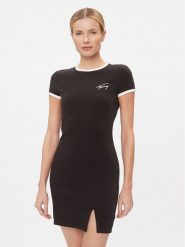 Tommy Jeans Sukienka codzienna Bodycon DW0DW17409 Czarny Slim Fit. Czarne sukienki Tommy Jeans, na co dzień, xxs, bez wzorów, z bawełny, bez kołnierzyka, bez ramiączek, bodycon. Za 239.99 zł.