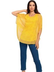 Heine Bluzka w kolorze żółtym rozmiar: 34. Żółte bluzki Heine, bez wzorów, bez kołnierzyka, bez ramiączek. Za 57.20 zł.