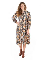 Isla Bonita by SIGRIS Sukienka w kolorze kremowo-czarnym rozmiar: XL. Brązowe sukienki Isla Bonita by SIGRIS, xl, bez wzorów, z bawełny, bez kołnierzyka, bez ramiączek, midi. Za 158.47 zł.