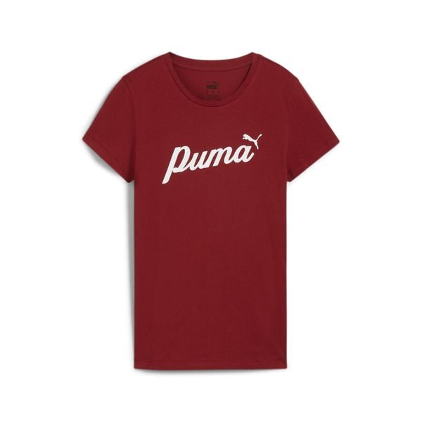 Koszulka sportowa damska Puma Script Tee. Czerwone t-shirty sportowe Puma, s, bez wzorów, bez ramiączek, na jogę i pilates. Za 89.00 zł.