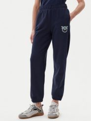 PINKO Spodnie dresowe Plumcake 104790 A2G8 Granatowy Regular Fit. Niebieskie spodnie dresowe Pinko, bez wzorów, z bawełny. Za 529.99 zł.