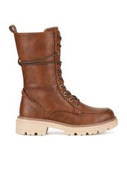 Mustang Botki 1437-503 Brązowy. Brązowe botki Mustang, bez wzorów, bez obcasa, na płaskiej podeszwie, bez zapięcia. Za 279.99 zł.