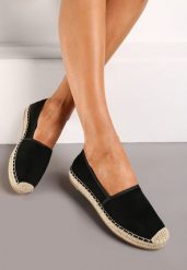 Czarne Espadryle Kleorelia. Czarne espadryle Born2be, bez wzorów, wakacyjne, z okrągłym noskiem, bez obcasa, na płaskiej podeszwie. Za 99.99 zł.