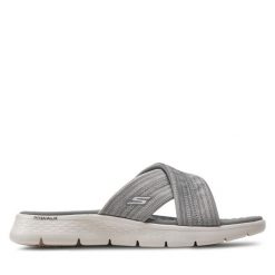 Klapki Skechers. Szare klapki Skechers, bez wzorów, bez obcasa, bez zapięcia. Za 229.99 zł.