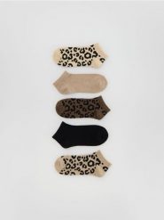 Skarpetki stopki 5 pack - brązowy. Brązowe skarpetki Reserved, bez wzorów. Za 49.99 zł.