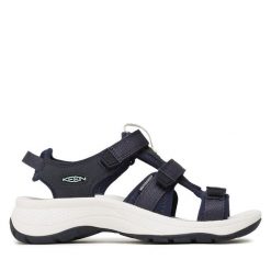 Sandały Keen. Niebieskie sandały Keen, bez wzorów, sportowe, z otwartym noskiem, bez obcasa, bez zapięcia. Za 469.99 zł.