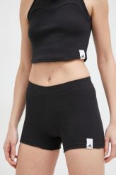 Adidas szorty damskie kolor czarny gładkie high waist. Czarne szorty adidas, bez wzorów, z dzianiny. Za 169.99 zł.