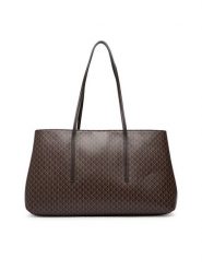 Calvin Klein Torebka Emblem Aop Medium Work Tote LV04F3786G Brązowy ciemny. Brązowe torebki klasyczne Calvin Klein, bez wzorów, ze skóry, bez dodatków. Za 649.99 zł.