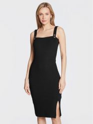 Guess Sukienka codzienna W2YK17 K8RT2 Czarny Regular Fit. Czarne sukienki Guess, na co dzień, xs, z aplikacjami, z wiskozy, bez kołnierzyka, bez ramiączek, proste. Za 249.99 zł.
