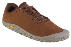 Buty do biegania damskie, Merrell Vapor Glove 6. Brązowe buty do biegania Merrell, bez wzorów, z materiału, przed kostkę, bez zapięcia, do biegania. Za 409.99 zł.