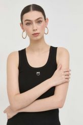 Pinko top damski kolor czarny. Czarne topy Pinko, l, bez wzorów, z dzianiny, bez kołnierzyka, bez ramiączek. Za 359.99 zł.