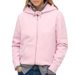 Damska bluza z kapturem zapinana na zamek Superdry Essential Logo Hb. Czerwone bluzy Superdry, m, bez wzorów, z bawełny, klasyczne, bez ramiączek, z kapturem. Za 322.70 zł.