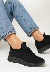 Czarne Buty Sportowe z Elastyczną Cholewką Rinnona. Czarne buty sportowe lifestyle Born2be, bez wzorów, bez zapięcia. W wyprzedaży za 55.99 zł.