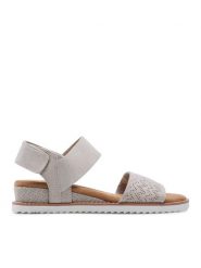 Skechers Sandały BOBS Desert Kiss 31440/OFWT Beżowy. Brązowe sandały Skechers, bez wzorów, z materiału, bez obcasa, na płaskiej podeszwie, bez zapięcia. Za 199.99 zł.