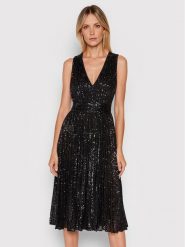 Elisabetta Franchi Sukienka koktajlowa AB-004-16E2-V690 Czarny Regular Fit. Czarne sukienki Elisabetta Franchi, bez wzorów, z syntetyku, wizytowe, bez kołnierzyka, bez ramiączek. Za 1,599.00 zł.