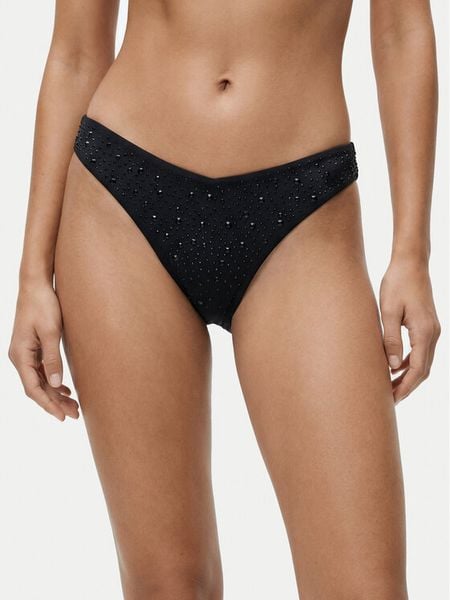 Guess Dół od bikini E6GO22 MC040 Czarny. Czarne bikini Guess, z aplikacjami, z syntetyku. Za 282.99 zł.