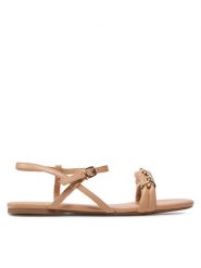 JENNY Sandały LS5751-04A Beżowy. Brązowe sandały Jenny, bez wzorów, ze skóry, bez obcasa, na płaskiej podeszwie, bez zapięcia. Za 149.99 zł.