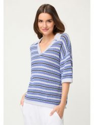 Olsen Sweter w kolorze niebiesko-kremowym rozmiar: 42. Brązowe swetry Olsen, bez wzorów, ze splotem, bez ramiączek. Za 159.95 zł.