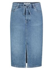 Sublevel Spódnica dżinsowa w kolorze niebieskim rozmiar: XS. Niebieskie spódnice Sublevel, na co dzień, xs, z aplikacjami, ze skóry, klasyczne, midi, proste. Za 88.23 zł.