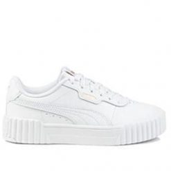 Tenisówki Puma Model Carina 3.0. Białe trampki Puma, bez wzorów, z materiału, sportowe, bez zapięcia. Za 258.50 zł.
