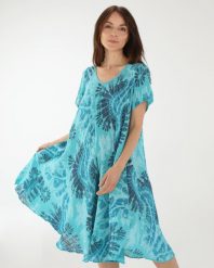 Cieniowana sukienka z bawełny. Zielone sukienki Unisono, s, bez wzorów, z bawełny, bez kołnierzyka, bez ramiączek, mini. Za 139.00 zł.