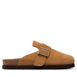 Klapki Genuins. Brązowe klapki Genuins, bez wzorów, bez obcasa, bez zapięcia. Za 349.99 zł.