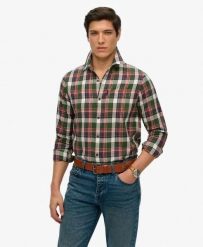Superdry Koszula Vintage w Kratę z Bawełny Organicznej. Zielone koszule Superdry, l, bez wzorów, z bawełny, klasyczne, bez kołnierzyka, bez ramiączek. Za 296.85 zł.
