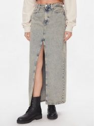 Calvin Klein Jeans Spódnica jeansowa Front Split Maxi Denim Skirt J20J222869 Niebieski Slim Fit. Niebieskie spódnice Calvin Klein Jeans, bez wzorów, z bawełny, maxi. Za 379.99 zł.