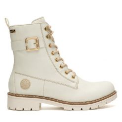 Botki Rieker. Botki Rieker, bez wzorów, bez obcasa, na płaskiej podeszwie, bez zapięcia. Za 299.99 zł.