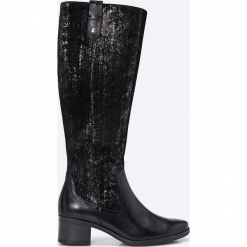 Caprice - Kozaki. Czarne kozaki Caprice, z materiału. W wyprzedaży za 399.90 zł.
