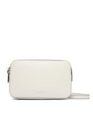 Calvin Klein Torebka Foil Logo Elongated Camera Bag LV04F3276G Biały. Białe listonoszki Calvin Klein, bez wzorów, ze skóry, bez dodatków. Za 409.99 zł.