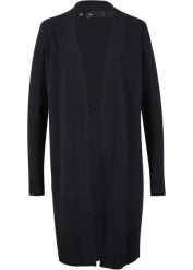 Długi sweter bez zapięcia. Czarne swetry bonprix, na zimę, bez wzorów, bez ramiączek. Za 109.99 zł.