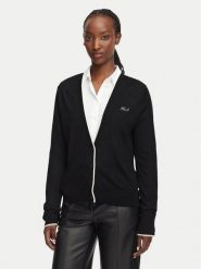 KARL LAGERFELD Kardigan B3W18038 Czarny Regular Fit. Czarne swetry KARL LAGERFELD, l, bez wzorów, z wełny, bez ramiączek. Za 779.99 zł.