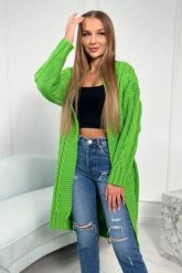 Sweter z warkoczowym splotem jasno zielony. Zielone swetry KESI, l, bez wzorów, z syntetyku, eleganckie, plus size, bez ramiączek. Za 198.65 zł.