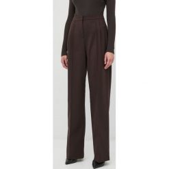 Patrizia Pepe spodnie z domieszką wełny damskie kolor brązowy szerokie high waist. Brązowe spodnie materiałowe Patrizia Pepe, bez wzorów, z materiału, z podwyższonym stanem. Za 1,089.90 zł.