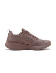 Buty sportowe Sneakersy damskie, Bobs Squad Chaos - Face Off. Brązowe buty treningowe Skechers, bez wzorów, z materiału, przed kostkę, bez zapięcia, trekkingowe. Za 259.99 zł.