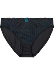 Figi z delikatną koronką. Czarne figi bonprix, bez wzorów, z koronki. Za 37.99 zł.