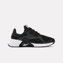 Damskie buty treningowe Reebok FLIP CHARGE 100257651 czarne. Czarne buty treningowe Reebok, bez wzorów, bez zapięcia, na fitness i siłownię. Za 189.00 zł.