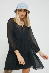 Abercrombie & Fitch sukienka kolor czarny mini oversize. Czarne sukienki Abercrombie & Fitch, l, bez wzorów, bez kołnierzyka, bez ramiączek, maxi, oversize. W wyprzedaży za 244.99 zł.