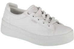 Buty sportowe Sneakersy damskie, Bobs Dvine Sky - Main Step. Białe buty treningowe Skechers, bez wzorów, z materiału, przed kostkę, bez zapięcia, trekkingowe. Za 249.99 zł.