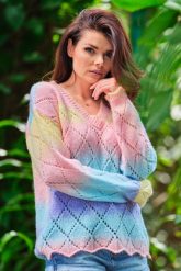 Cieniowany Sweter z Ażurem. Swetry Awama, uniwersalny, w ażurowe wzory, z materiału, bez ramiączek. Za 249.90 zł.