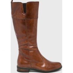 Tamaris - Kozaki. Brązowe kozaki Tamaris, z gumy. Za 399.90 zł.